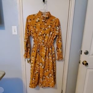 Fall Flowers Long Sleeve Dress